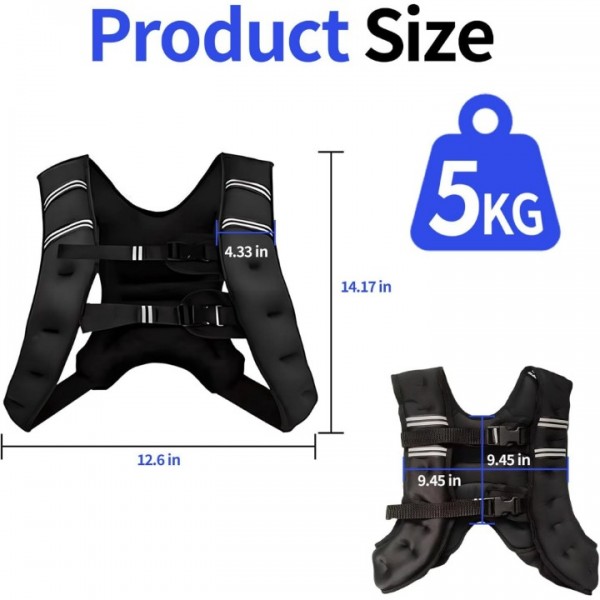 stusgo Adjustable Weighted Vests, 5kg Strength Training Weight Vests with Detachable Phone Pouch for Workout Vest