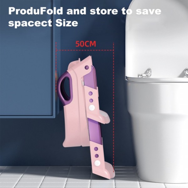 stusgo Potty Training Seat with Step Stool Ladder, Potty Training Toilet for Kids Boys Girls,Comfortable Safe Potty Seat with Anti-Slip Pads Folding Ladder(Pink)