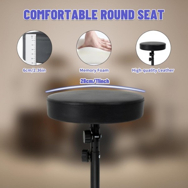 stusgo Drum Throne Heavy Duty - 49.5-61.5cm Height Adjustable, Padded Seat Drummer Stool