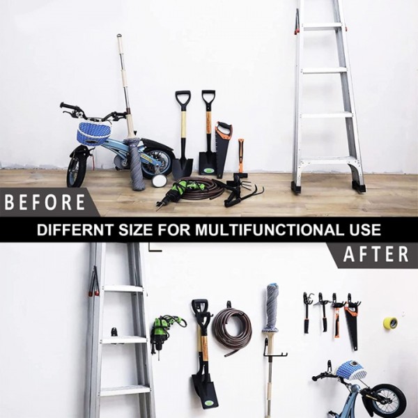 stusgo 16 Pack Garage Hooks Heavy Duty, stusgo Utility Steel Garage Storage Hooks, Wall Mount Tool Organizer for Heavy Weight (Black)