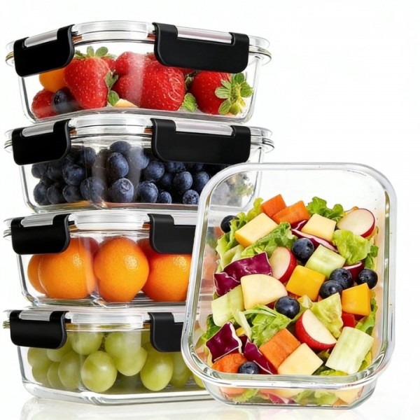 stusgo 5 Pack 35oz Glass Food Storage Containers w...