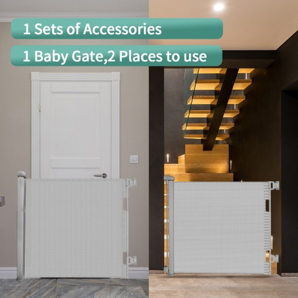stusgo Durable Portable fence grey Mesh Baby Gate/ Dog Gate, Extra Wide Safety Gates 35" Tall, Extends up to 118" for Doorways, Stairs, Hallways, Banisters Indoor and Outdoor
