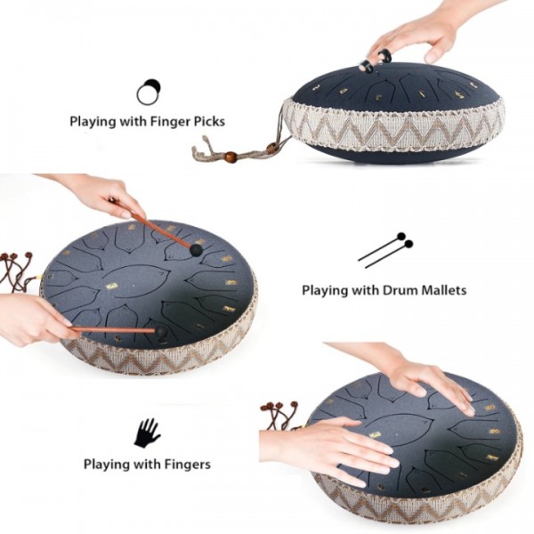 stusgo Steel Tounge Drum 13 Inch 15 Notes,Handpan Drum for Kids & Adults for Outdoor & Indoor Use