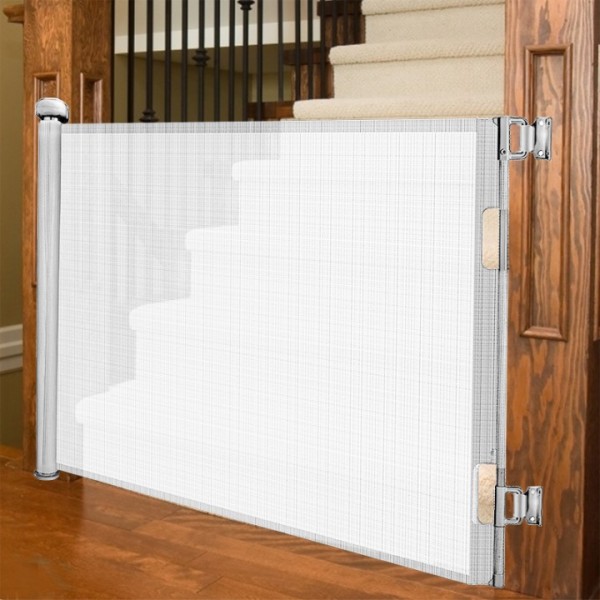 stusgo Retractable Baby Gate 33"x71"- Safety Mesh Baby Gate/Dog Gate, 33inch Tall and Extends up to 71inch Wide for Stairs, Doorways, Hallways, Banisters Indoor and Outdoor (White)