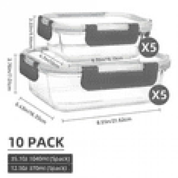 stusgo 20 Pack Glass Food Storage Containers with lids, Airtight Leak Glass Meal Prep Glass Containers, Lunch Glass Containers, BPA Free，Reusable for Kitchen Organization (10Pcs Grey)