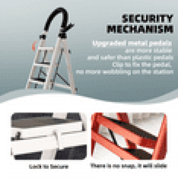 stusgo 6 Step Ladder Folding Step Stool with Tool Holder for Easy Use-White