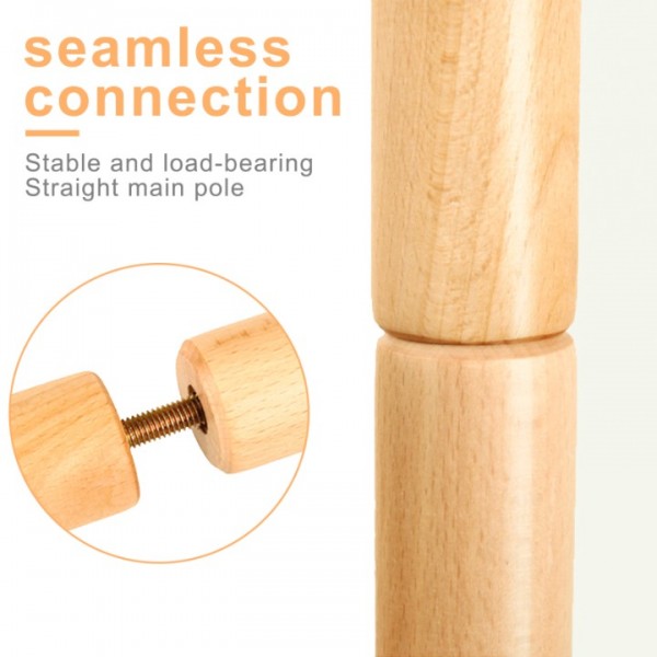 Coat Rack Freestanding,Wooden Coat Tree with 8 Hooks and 3 Adjustable Section Height for Bedroom, Hallway, Entrance,Office,Coat Hanger Percheros for Jackets Sweater Hat Bag Wigs