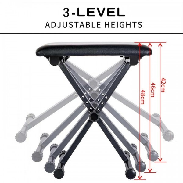 stusgo Keyboard Bench, Adjustable Black Piano Benches, Keyboard Chair, 3-Level Lifting Piano Stool