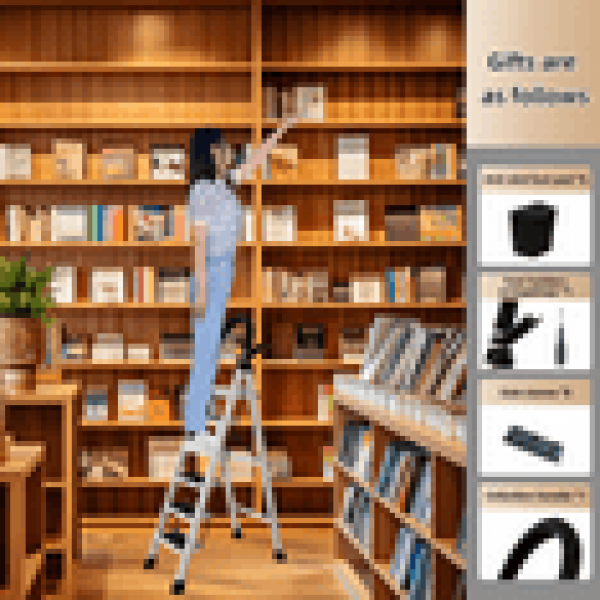 stusgo 6 Step Ladder Folding Step Stool with Tool Holder for Easy Use-White