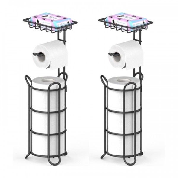 stusgo 2 pcs Inserted Tube Upgraded Toilet Paper Holder Free Standing Black