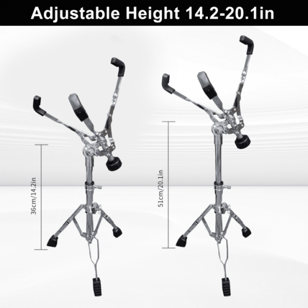 stusgo Foldable Snare Drum Stand with Drum Stick Holder and 1 Pair of 5A Drum Sticks