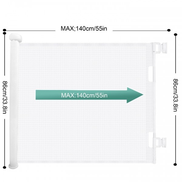 stusgo Retractable Baby Safety Gate 33 inch x55 inch -Durable Portable Mesh Baby Gate/ Dog Gate, Extra Wide Safety Gates 33 inch Tall, Extends up to 55 inch for Doorways, Stairs, Hallways,Banisters
