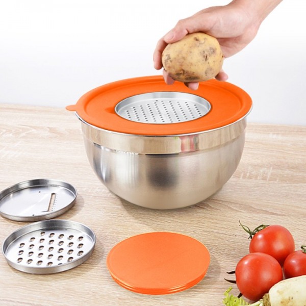 stusgo 6 Pcs Mixing Bowls with Lids,Stainless Steel Mixing Bowls with 3 Grater Attachments,Kitchen Utensils,Mixing Bowl Set for Kitchen Mixing Baking Prepping Cooking Serving,Colorful