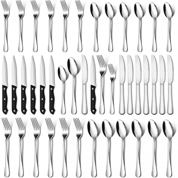 36 Pieces Silverware Sets Service(silver)