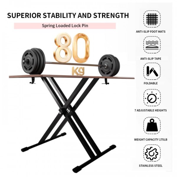 stusgo Piano Keyboard Stand, X-shaped Adjustable and Portable Digital Piano Stand with Locking Chain