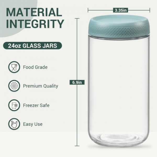 stusgo 6 Pack 24 Oz Glass Overnight Oats Containers with Lids, Glass Overnight Oats Jars