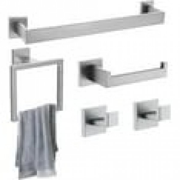 Stusgo Silver 5-Piece Square Bathroom Hardware Set...