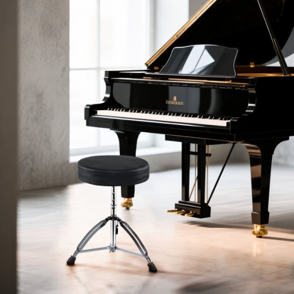 stusgo Drum Throne Heavy Duty - 40-58cm Height Adjustable, Padded Seat Drummer Stool