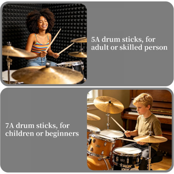 stusgo 5A Drum Sticks, 3-Pair Oak Wood Professional Drumsticks for Live Performance and Heavy Practice