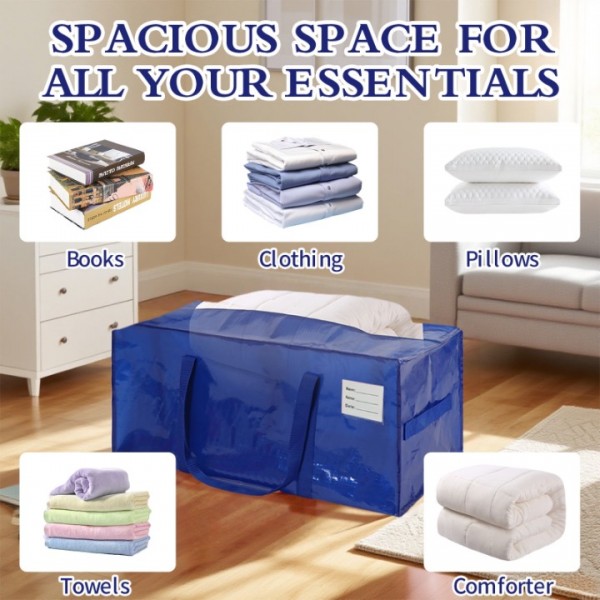 stusgo 12 Pack Extra Large Moving Bags Heavy Duty with Zippers & Carrying Handles, Moving Boxes Alternative, Packing Supplies, Large Storage Bags Totes for Space Saving(Blue)