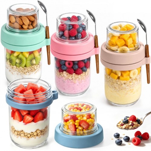 stusgo 4 Pack Glass Overnight Oats Containers with...