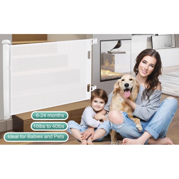 stusgo Retractable Baby Safety Gate 33 inch x55 inch -Durable Portable Mesh Baby Gate/ Dog Gate, Extra Wide Safety Gates 33 inch Tall, Extends up to 55 inch for Doorways, Stairs, Hallways,Banisters