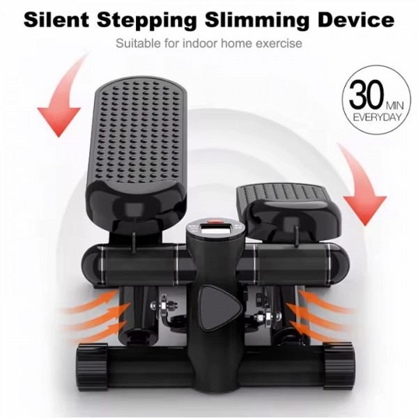 stusgo Stepper for Exercise, Portable Mini Stair Stepper with Digital Display, Stepper with Resistance Bands for Exercise, Suitable Up and Down Swing Twist for Home, Office, Outdoor (Black)