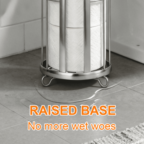 stusgo Freestanding Toilet Paper Holder with Storage, Modern Toilet Paper Storage Stand & Bathroom Toilet Paper Holder Stand, Holds Large Rolls（sliver）