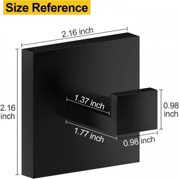 stusgo 4-Piece Set Matte Black Towel Hook Stainless Steel Bathroom