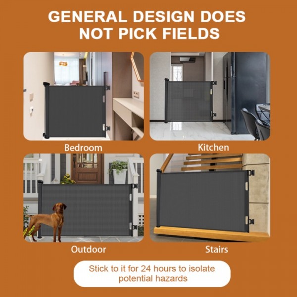 stusgo Retractable Baby Gate 33"x55"- Safety Mesh Baby Gate/Dog Gate, 33inch Tall and Extends up to 55inch Wide for Stairs, Doorways, Hallways, Banisters Indoor and Outdoor (Black)