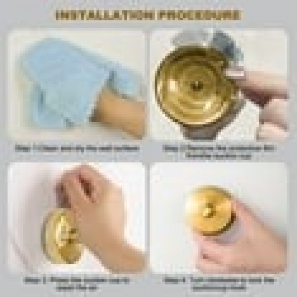 stusgo 4 Pack Towel Hooks Suction Cup Hooks for Bathroom Rustproof No Drill Hooks(Gold)