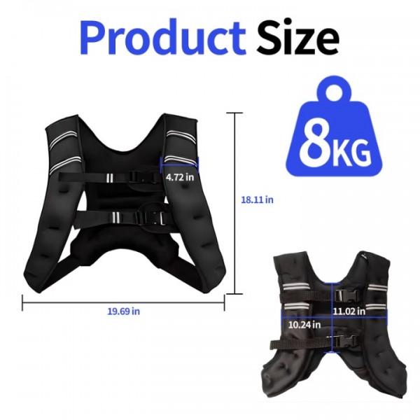 stusgo Adjustable Weighted Vests, 8kg Strength Training Weight Vests with Detachable Phone Pouch for Workout Vest