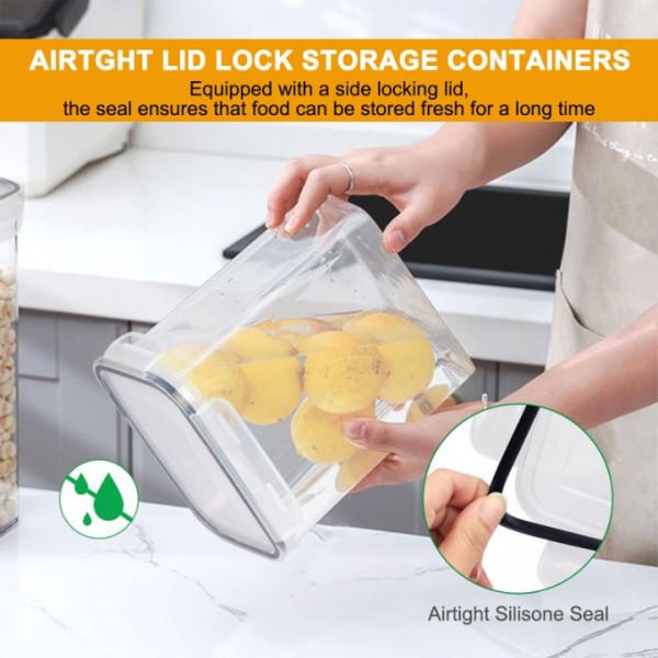 stusgo 42 Pcs Airtight Food Storage Containers Set with Lids, BPA Free Clear Pantry Canister for Kitchen and Pantry Organization,Plastic Canisters for Cereal, Dry Food and Sugar,Includes 50 Labels