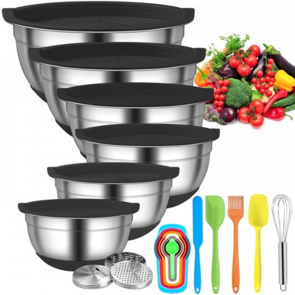 stusgo 6 Pcs Mixing Bowls with Lids,Stainless Stee...