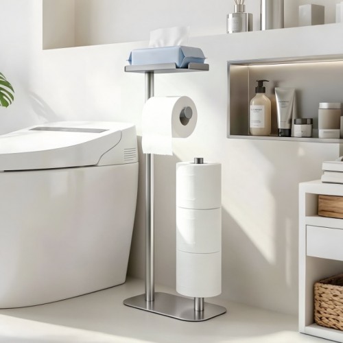 stusgo Silver Toilet Paper Holder Free Standing wi...