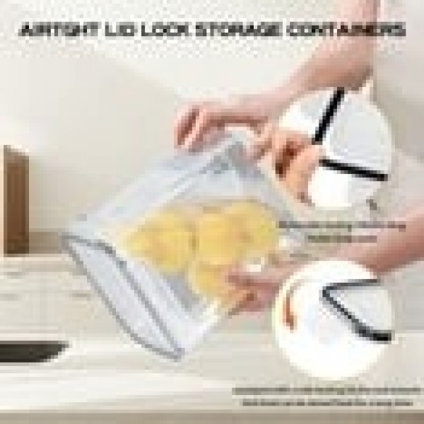 stusgo 24 Pack Airtight Food Storage Containers with Lids, Plastic Kitchen and Organization Canisters for Cereal, Flour and Sugar, BPA Free, Includes Spoons, Labels and a Pen