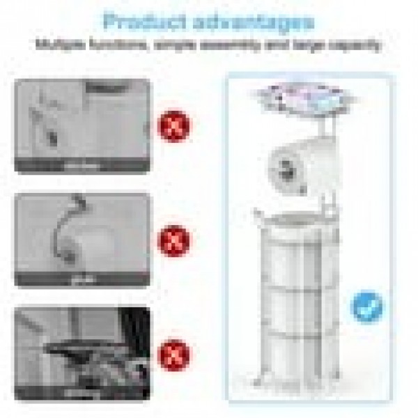 stusgo Inserted Tube Upgraded Toilet Paper Holder Free Standing, Paper Roll Dispenser with Top Storage Shelf for Bathroom-White