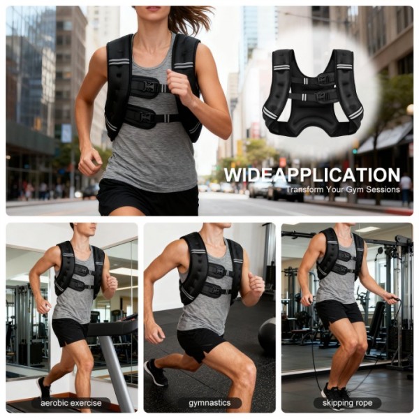 stusgo Adjustable Weighted Vests, 5kg Strength Training Weight Vests with Detachable Phone Pouch for Workout Vest