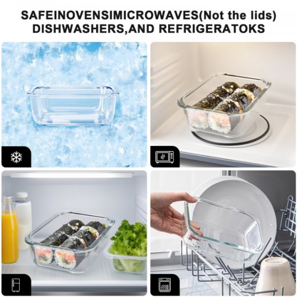 stusgo 10-Pc Superior Glass Food Storage Container Set (5 × 35 oz. Glass Containers + 5 × Airtight Locking Lids with Air Vent)Black