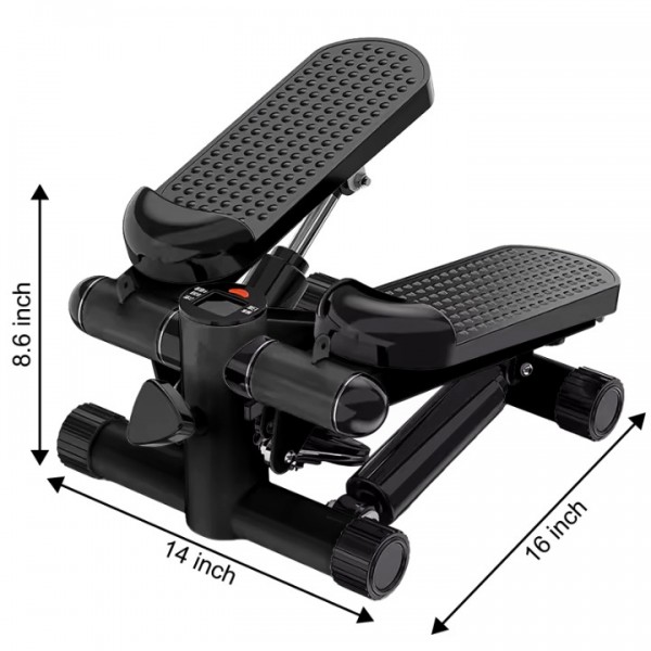 stusgo Stepper for Exercise, Portable Mini Stair Stepper with Digital Display, Stepper with Resistance Bands for Exercise, Suitable Up and Down Swing Twist for Home, Office, Outdoor (Black)