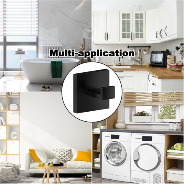 stusgo 4-Piece Set Matte Black Towel Hook Stainless Steel Bathroom